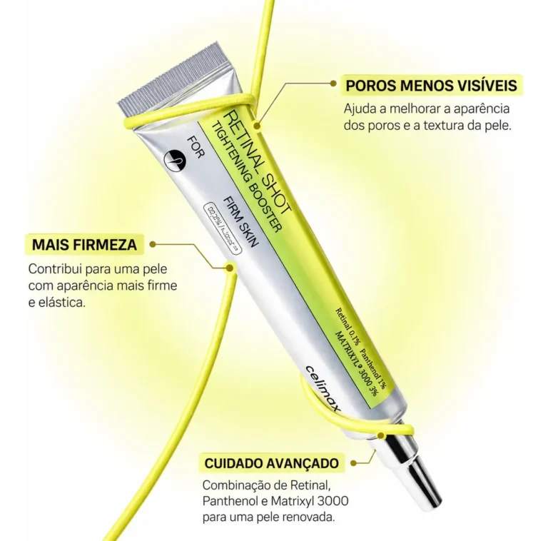 Celimax Retinal Shot Tightening Booster: conheça os benefícios do retinal para uma pele mais firme e uniforme. 👸🏻